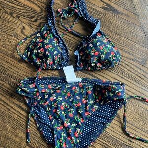 Floral Women’s Swim Set - Navy and Red
